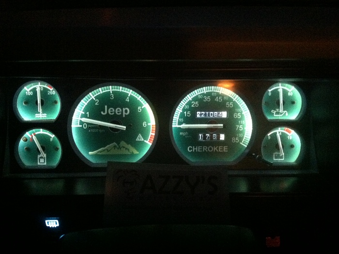 We are back! Custom gauge panels from Azzy's Design Works-green-xj-gauges-azzy-design-works.jpg