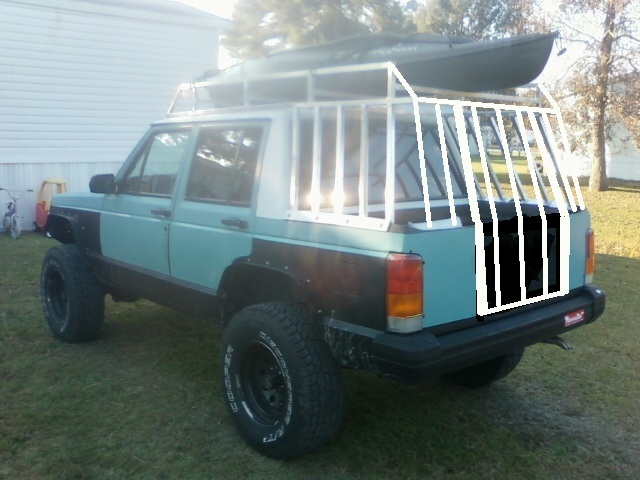 Jeep XJ Truck- roofrack/dogbox build-withrackandpaint.jpg