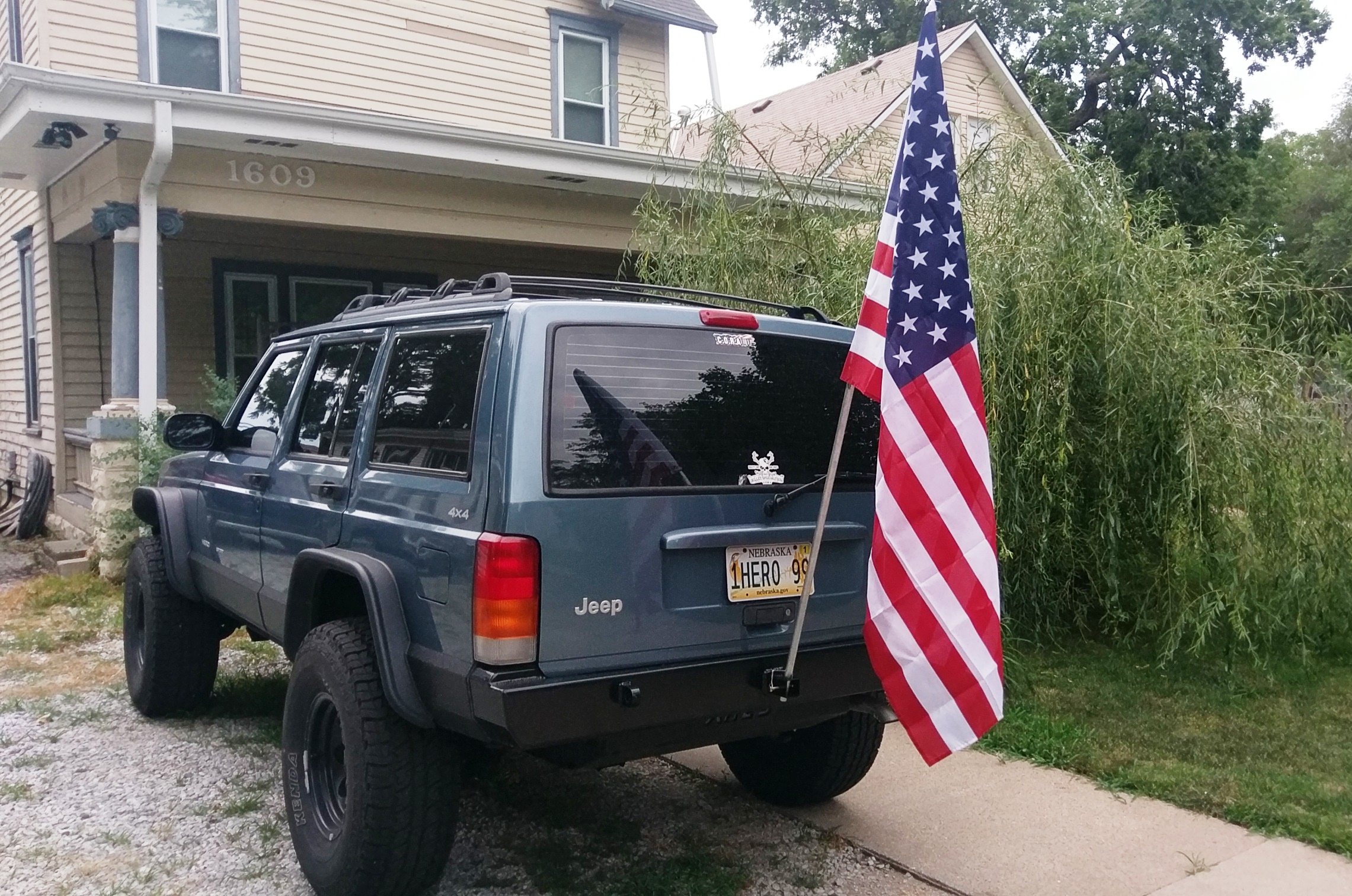 Flag Jeep Mount Mounts Cherokee Trail Homemade Install Finished Edited Type...